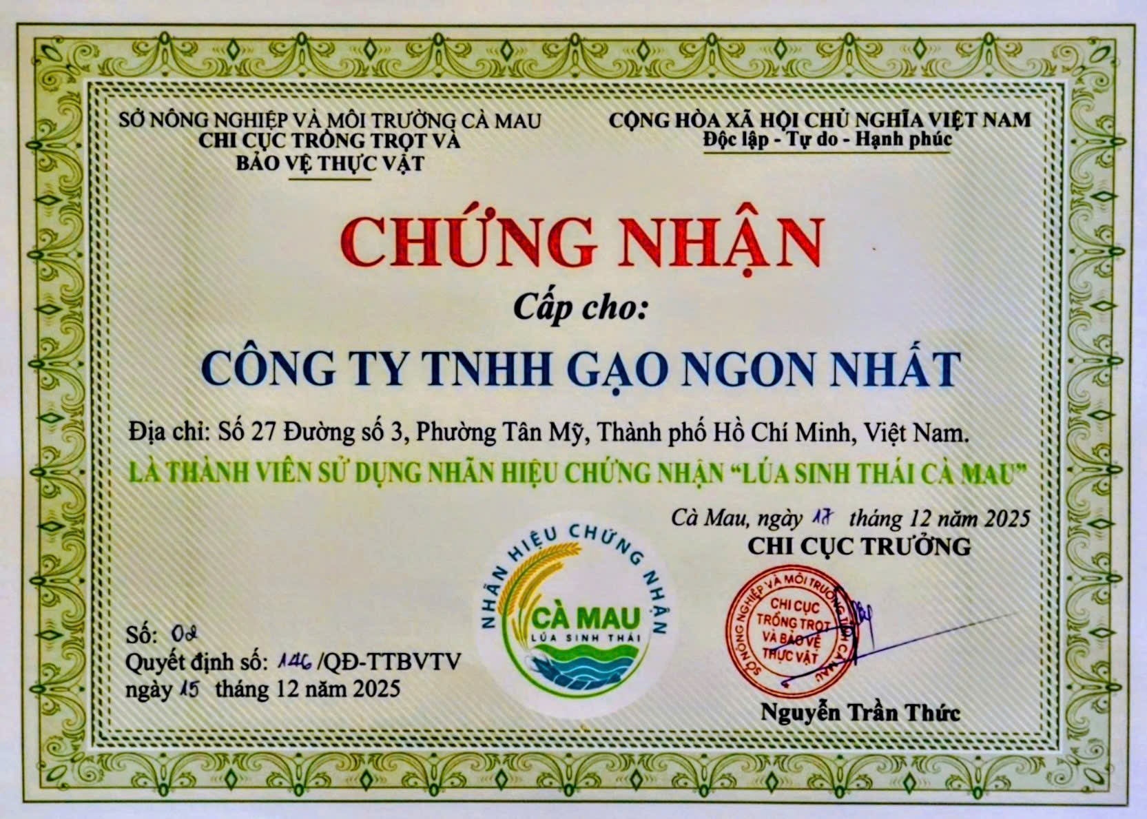 Đếm ngược 06 ngày ra mắt Gạo ST25 lúa tôm sinh thái Cà Mau – Phát thải thấp