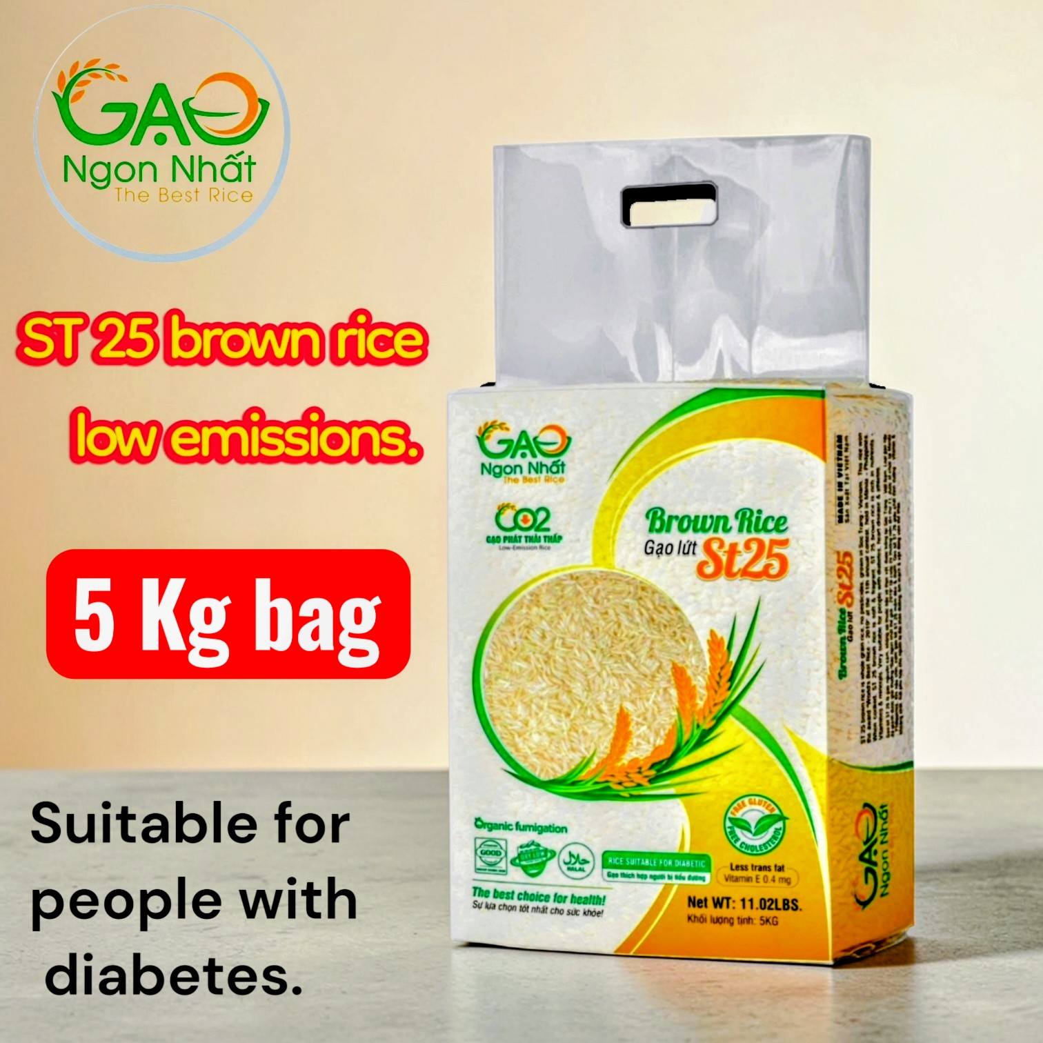 Gạo Lứt ST25 Sinh Thái Cà Mau – Gạo Lứt Sạch, Phát Thải Thấp