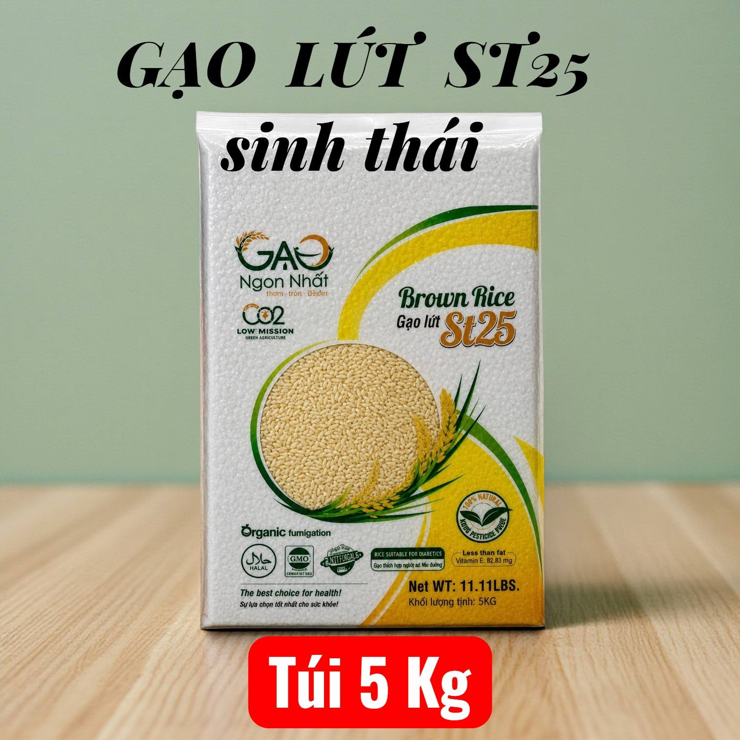 Gạo lứt ST25 sinh thái Cà Mau 5kg – ngon như cơm trắng, bổ dưỡng