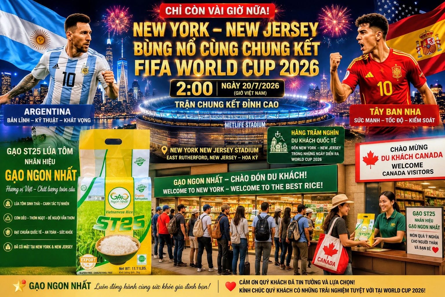 Chung kết World Cup 2026: GẠO ST25 GẠO NGON NHẤT tại New York