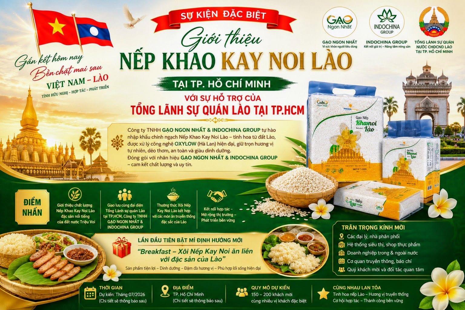 Sự kiện giới thiệu Nếp Khao Kay Noi Lào tại TP.HCM | GẠO NGON NHẤT & INDOCHINA GROUP