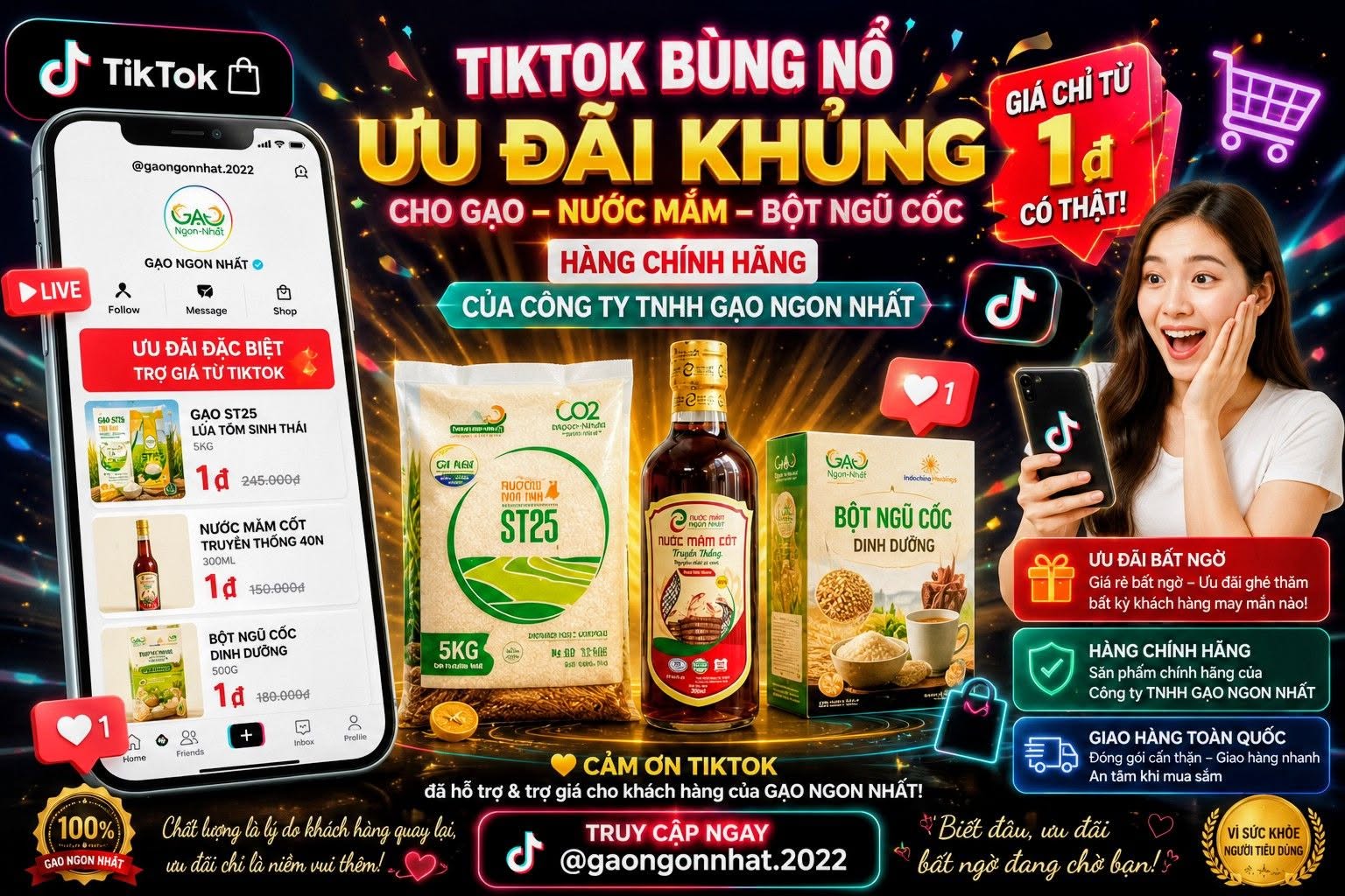 TikTok Shop ưu đãi GẠO ST25 GẠO NGON NHẤT – Săn deal chính hãng