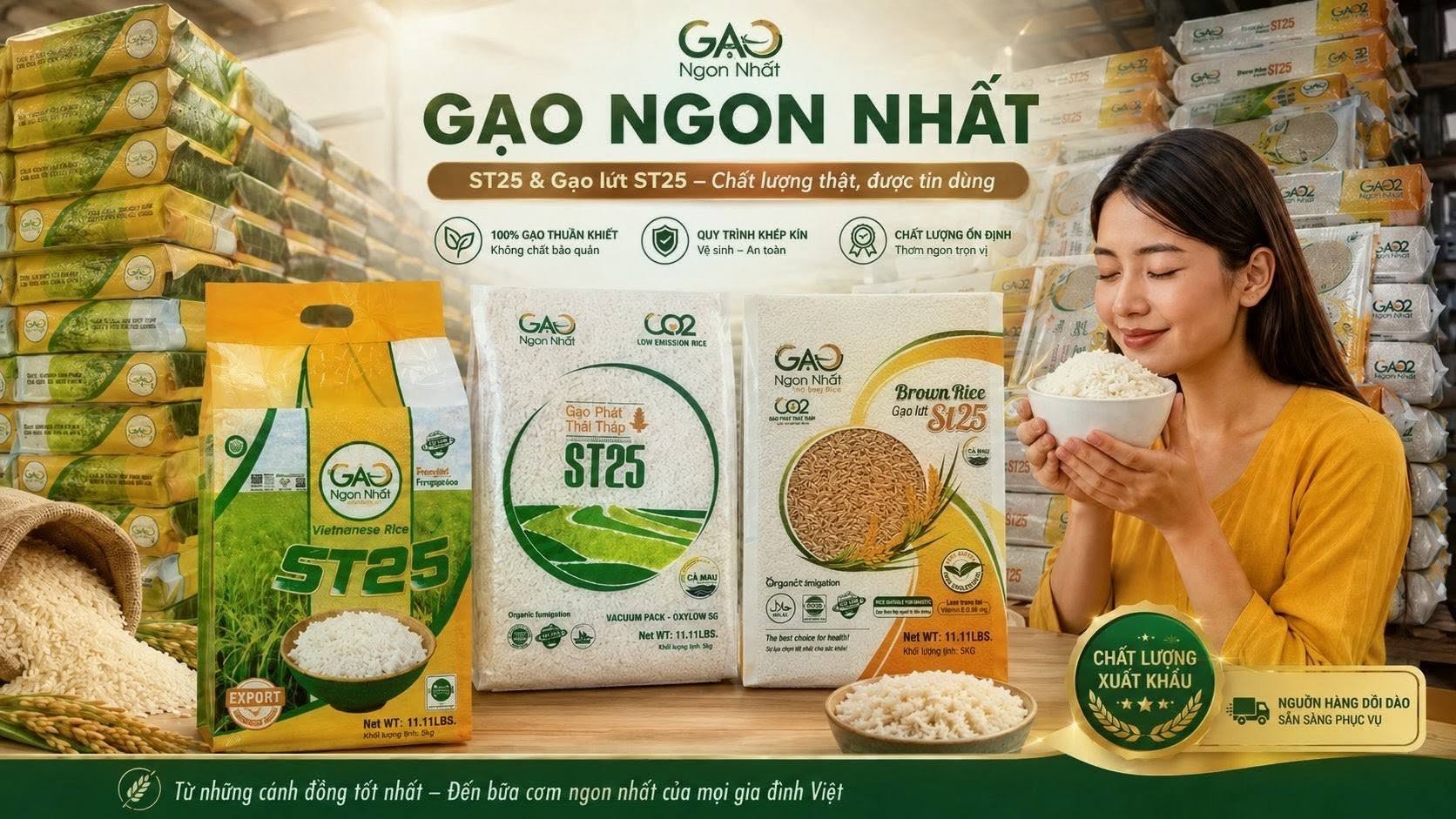 Gạo ST25 GẠO NGON NHẤT Tăng Đơn Hàng 40 Feet Tại New York